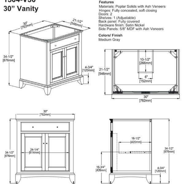 1504V30s 600x600 - 30" Fairmont Designs Smithfield Vanity