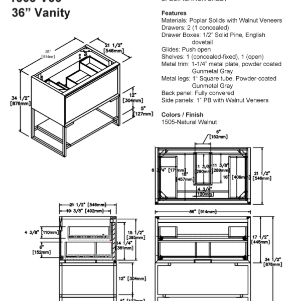 1505 v36s 600x600 - 36" Fairmont Designs  m4 Vanity