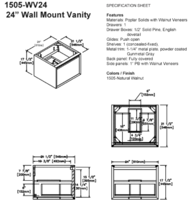 1505 wv24s 278x300 - 24" Fairmont Designs m4 Wall Mount Vanity