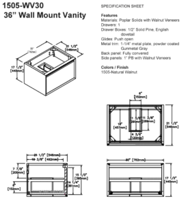 1505 wv30s 278x300 - 30" Fairmont Designs Wall Mount m4 Vanity