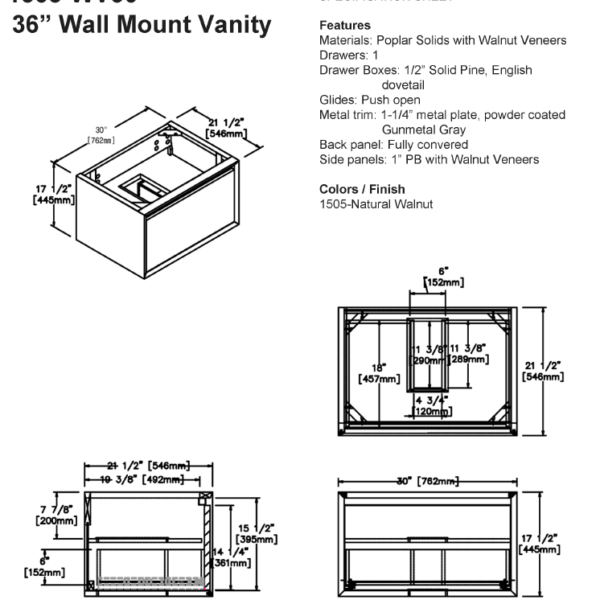 1505 wv30s 600x600 - 30" Fairmont Designs Wall Mount m4 Vanity