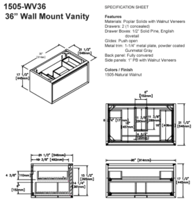 1505 wv36s 278x300 - 36" Fairmont Designs Wall Mount m4 Vanity