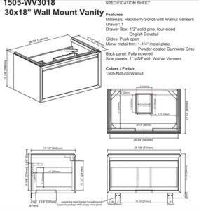 1505wv3018ss 284x300 - 30" Fairmont Designs m4  Wall Mount Vanity/Sink Combo