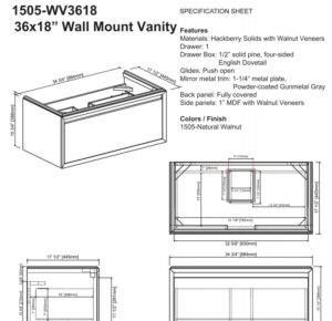 1505wv3618s 300x290 - 36" Fairmont Designs m4  Wall Mount Vanity/Sink Combo
