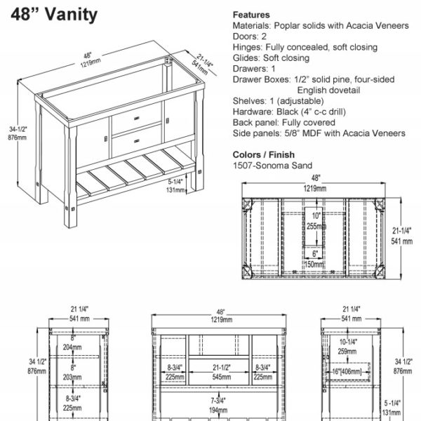 1507VH48s 600x600 - 48" Fairmont Designs Napa Vanity