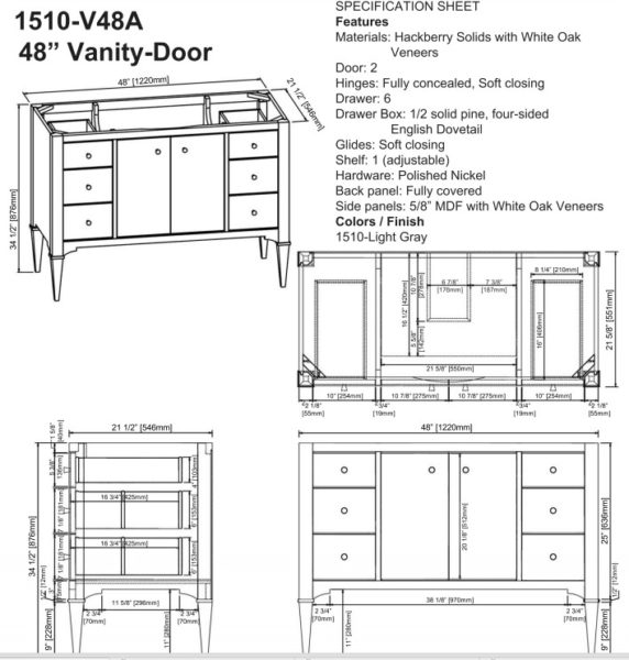 1510v48as 572x600 - 48" Fairmont Designs Charlottesville Vanity