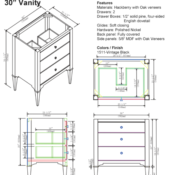 1511 v30s 600x600 - 30" Fairmont Designs Charlottesville Vanity
