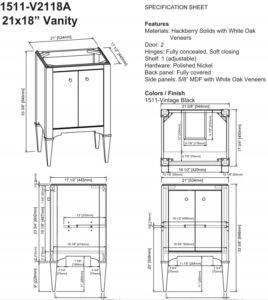 1511v2118as 1 268x300 - 21" Fairmont Designs Shaker Americana Vanity/Sink Combo