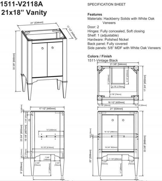 1511v2118as 1 537x600 - 21" Fairmont Designs Shaker Americana Vanity/Sink Combo
