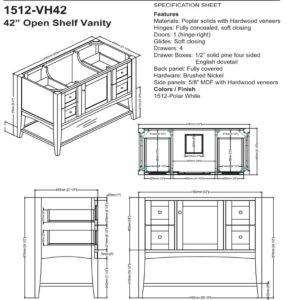 1512VH42s 287x300 - 42" Fairmont Designs Shaker Americana Open Shelf Vanity
