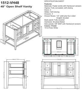 1512VH48S 277x300 - 48" Fairmont Designs Shaker Americana Open Shelf Vanity