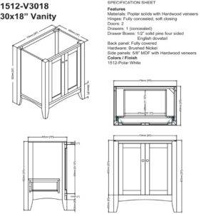 1512v3018s 282x300 - 30" Fairmont Designs Shaker Americana  Vanity/Sink Combo