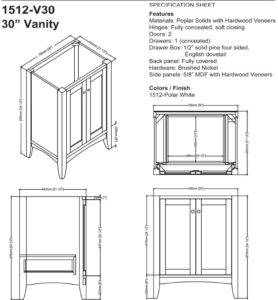 1512v30s 278x300 - 30" Fairmont Designs Shaker Americana  Vanity