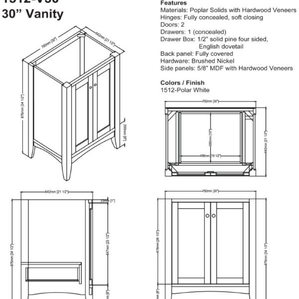 1512v30s 600x600 - 30" Fairmont Designs Shaker Americana  Vanity
