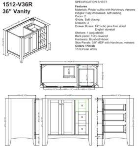 1512v36rs 281x300 - 36" Fairmont Designs Shaker Americana  Vanity