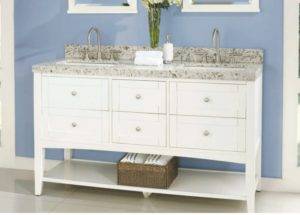 1512vh6021d 300x215 - 60" Fairmont Designs Shaker Americana Double Sink Open Shelf Vanity