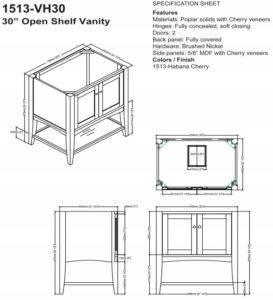 1513vh30s 1 273x300 - 30" Fairmont Designs Shaker Americana Open Shelf Vanity