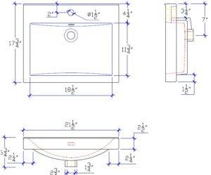S11021W1S 2 300x249 - 21" Fairmont Designs m4 Wall Mounted Vanity/Sink Combo