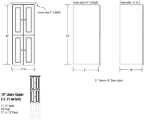 18linenupper s 300x244 - Strasser Woodenworks Montlake 18" Linen Tower, 7 Door Styles, 15 Finishes