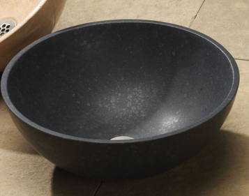 c35hb - 16"  Stone Forest Round Stone Vessel Sink- Avail in 5 colors