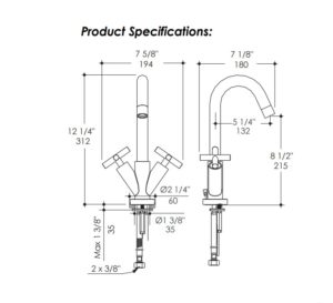 1581S 300x273 - Lacava Cigno Single Hole Faucet-Two Handle 1581.1