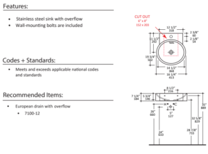 specs for 7025 Ferro Sink