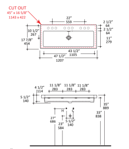 5215s 260x300 - 48" Lacava Aquaquattro Wall Mount or Vessel Sink 5215